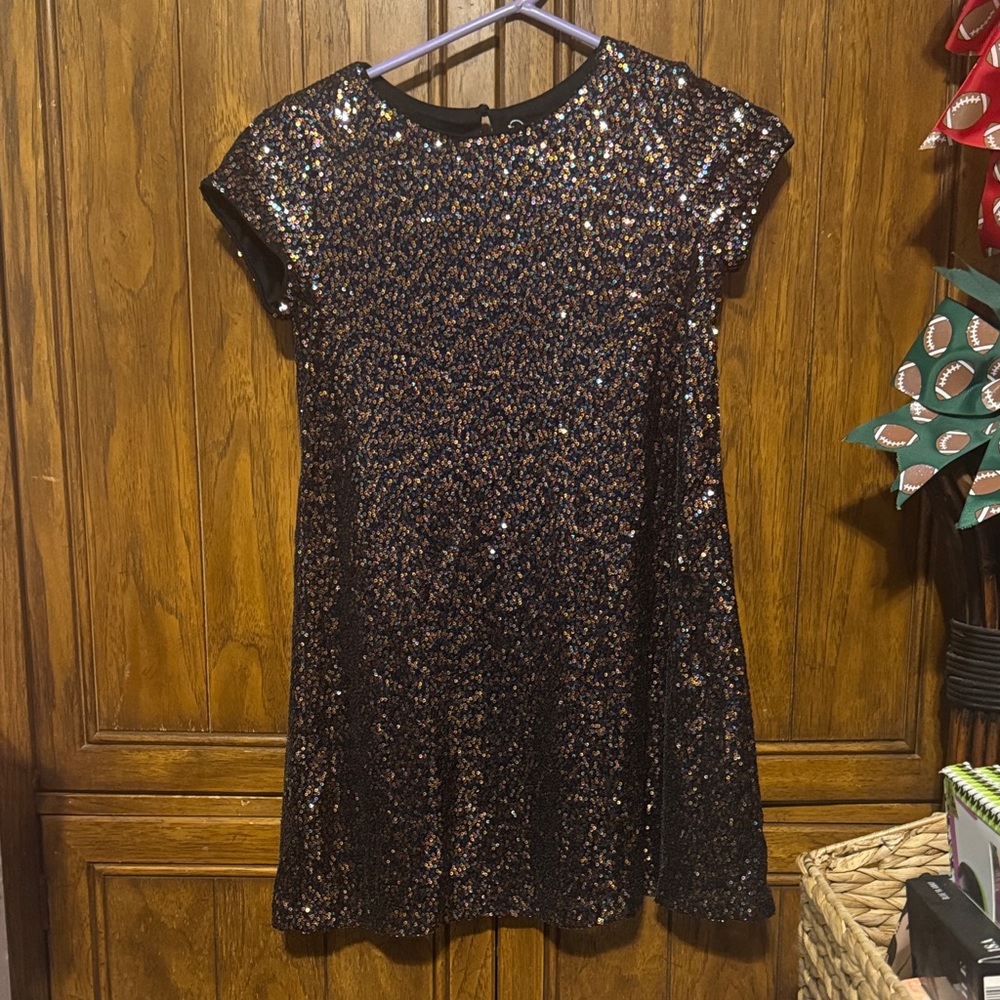 Art Class Black and Gold Sequin Kids Formal Dress